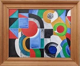 Large Abstract Oil Painting — Framed